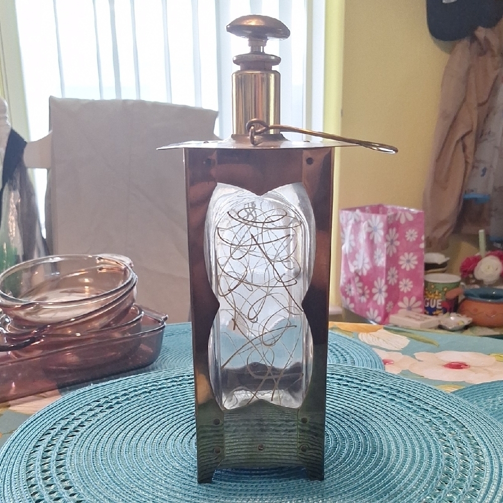 Mid-Century Brass Lantern Decantor Bar Accessory